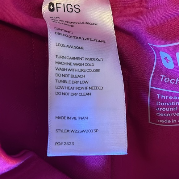 FIGS Magenta High Waisted Yola Skinny Scrub Pants MP - Picture 8 of 8